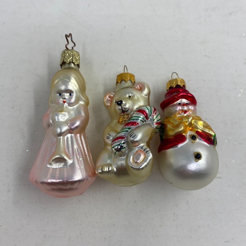 Vintage 3" Angel Snowman Bear Glass Christmas Ornament Tree Lot